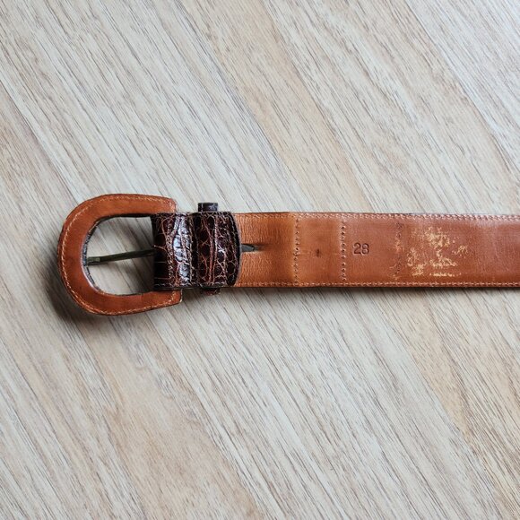 Polo by Ralph Lauren Genuine Alligator 1.5 Inches Wide Belt Buckle Brown - Picture 6 of 8